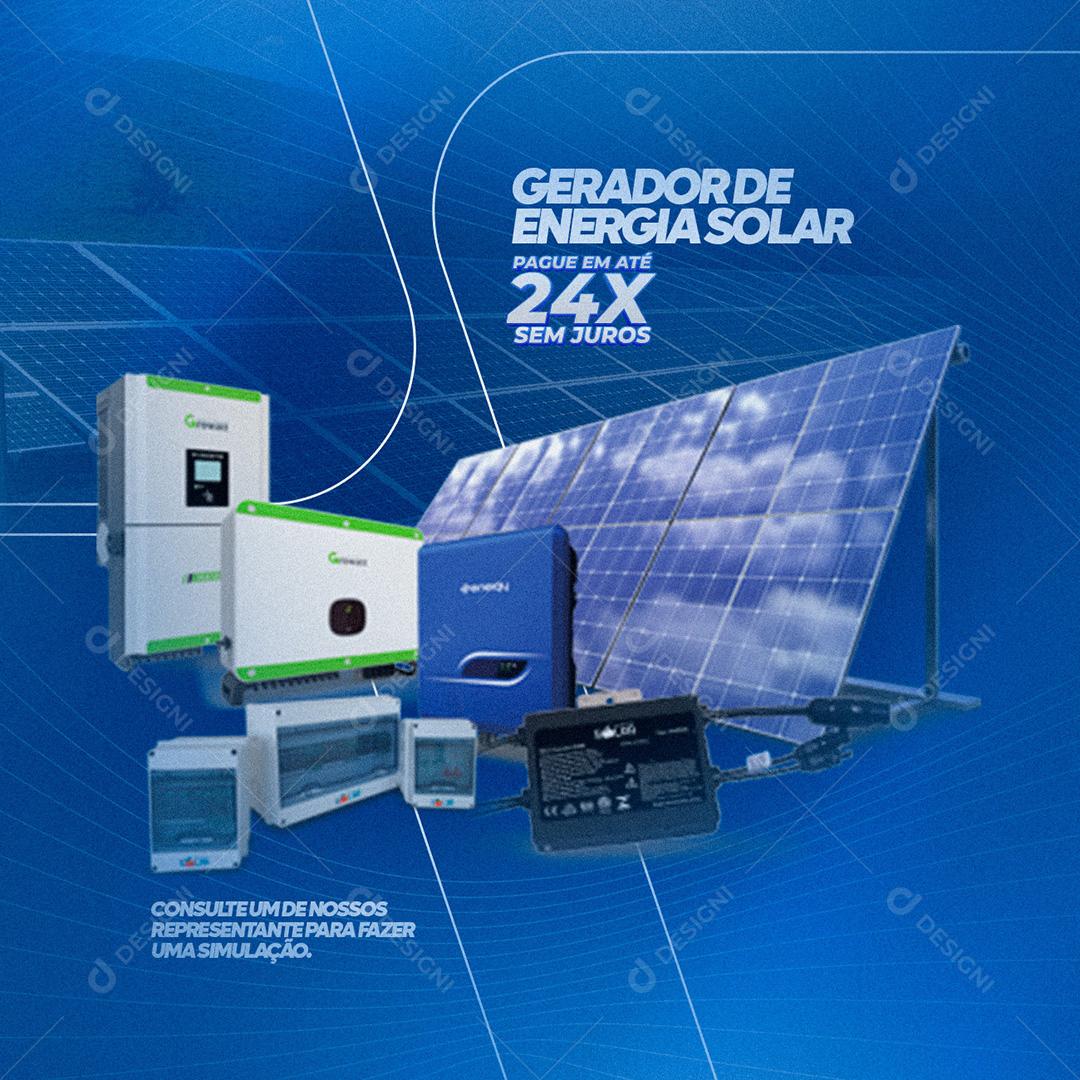 Post Energia Solar Gerador De Energia Solar Social Media PSD Editável