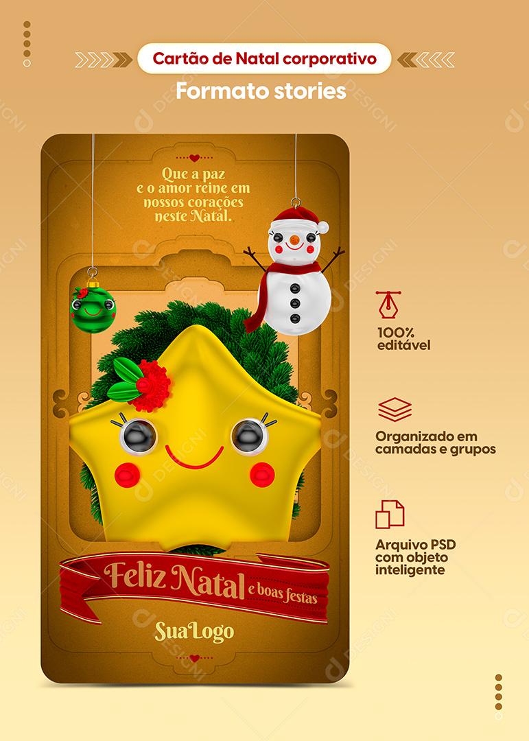 Cartão De Natal Corporativo Stories Social Media PSD Editável