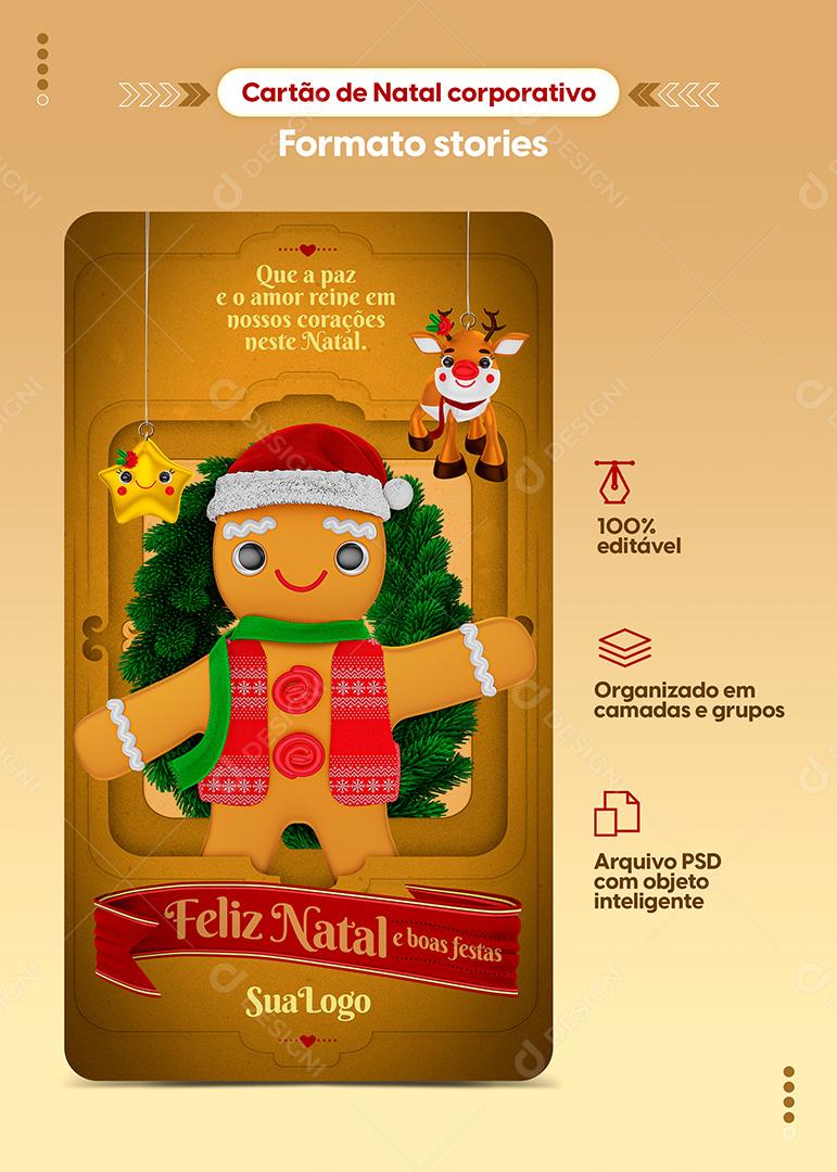 Cartão De Natal Corporativo Stories Social Media PSD Editável