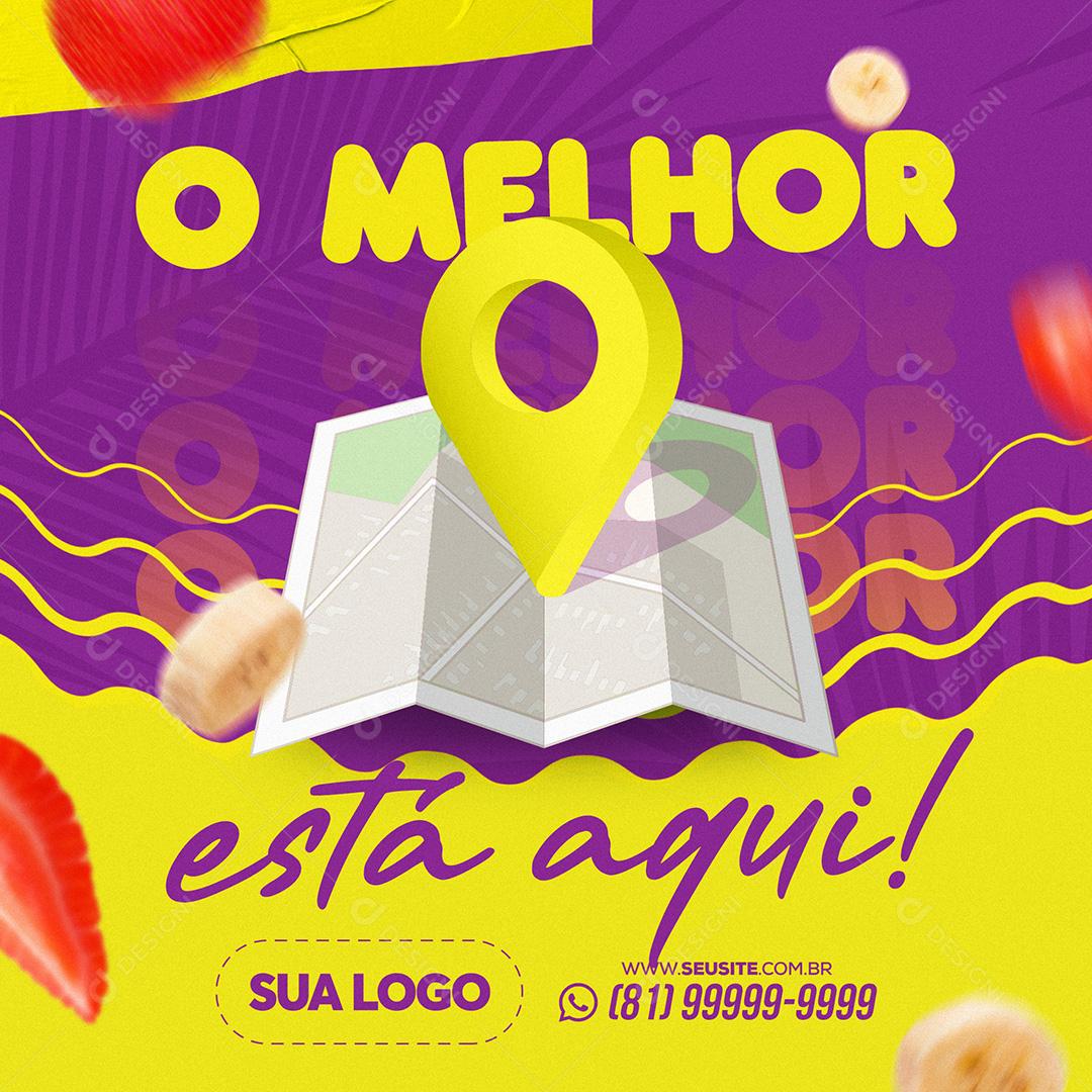 Post Açaí O Melhor Está Aqui Social Media PSD Editável