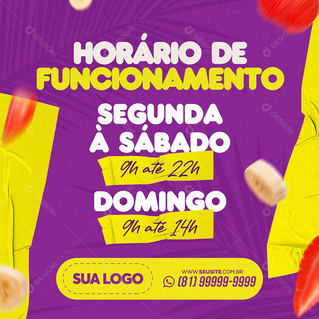 Post Açaí Horário De Funcionamento Social Media PSD Editável