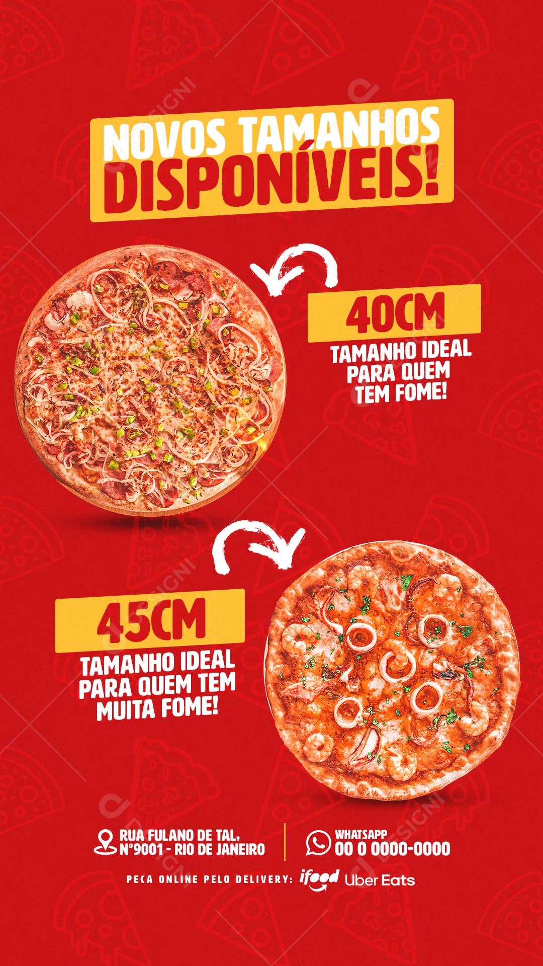Social Media Story Novos Tamanhos Disponíveis Pizzas PSD Editável