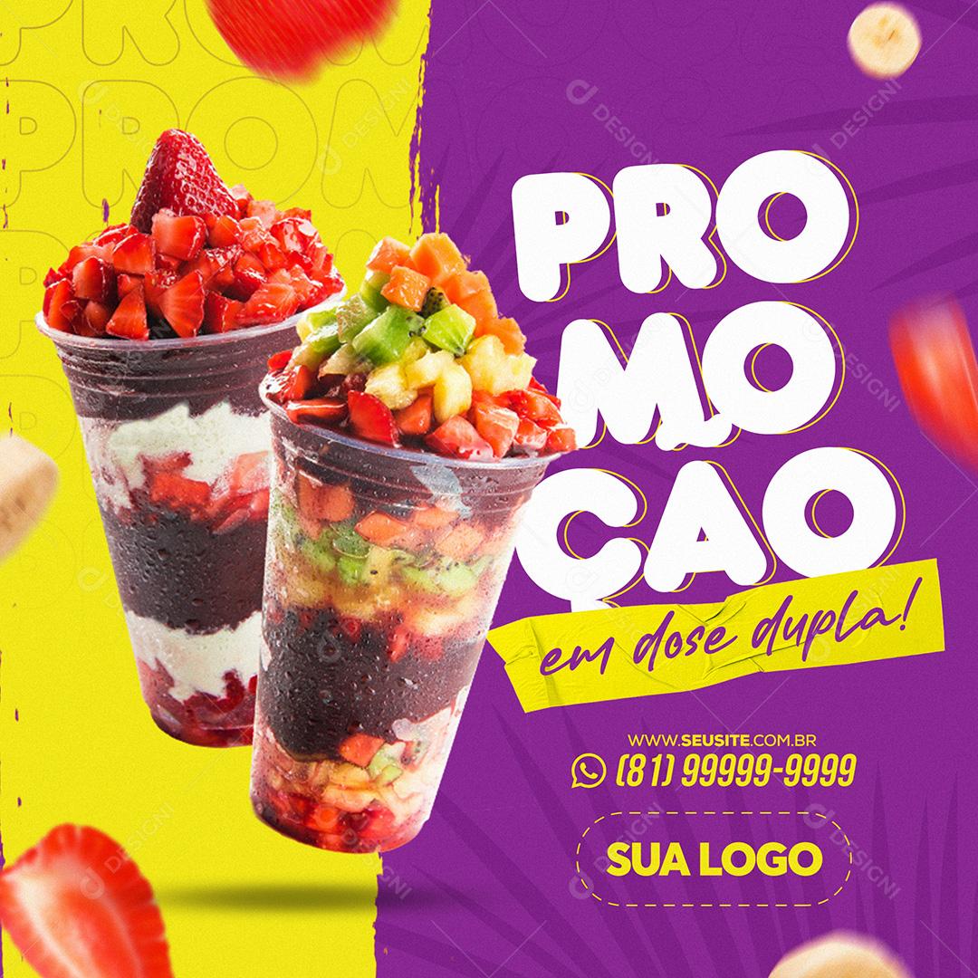 Social Media Açaiteria Promoção Em Dose Dupla PSD Editável