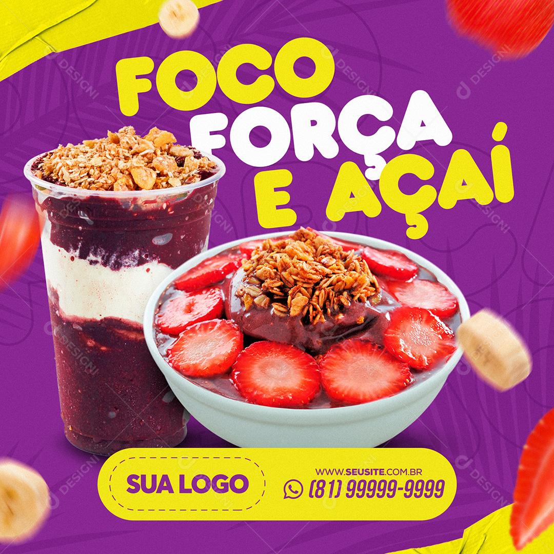 Açaiteria Social Media Forco Força E Açaí PSD Editável