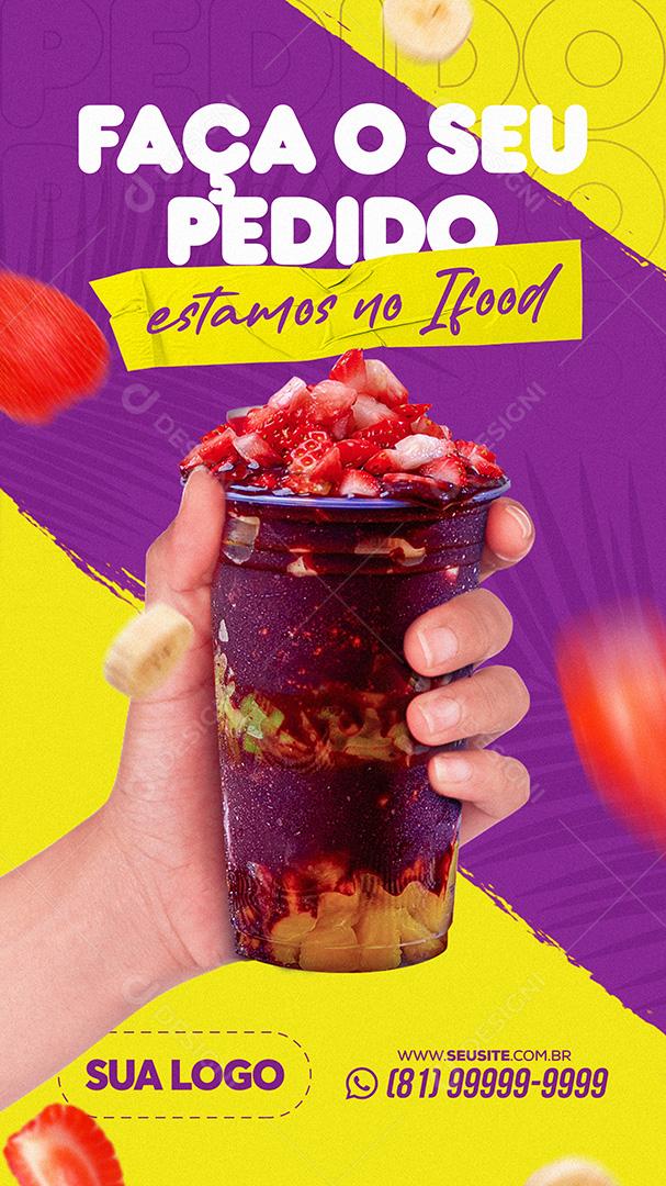 Social Media Açaiteria Feed Faça Seu Pedido De Açaí PSD Editável