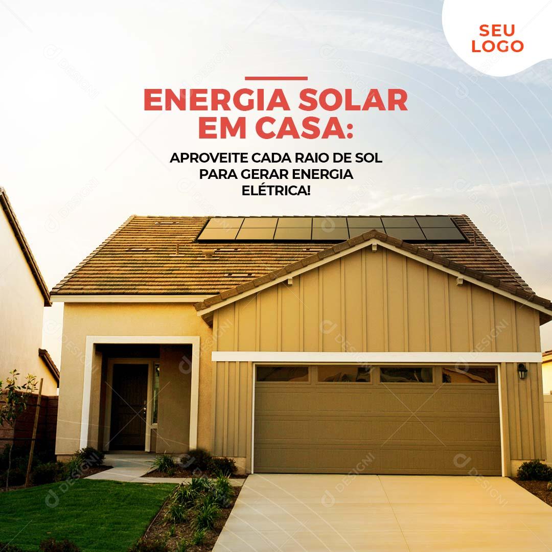 Social Media Energia Solar Em Casa Placa Solar PSD Editável