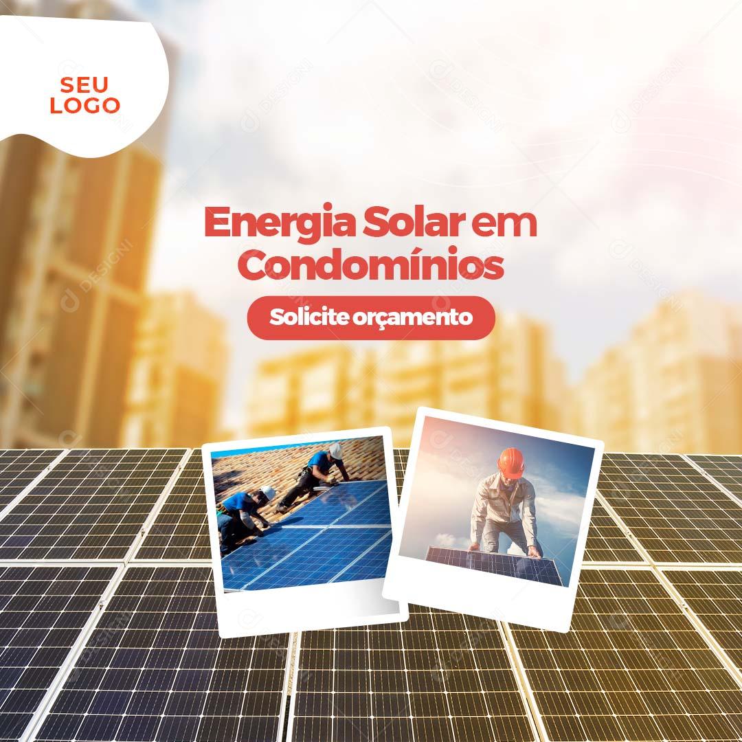 Social Media Energia Solar Em Condomínios Placa PSD Editável