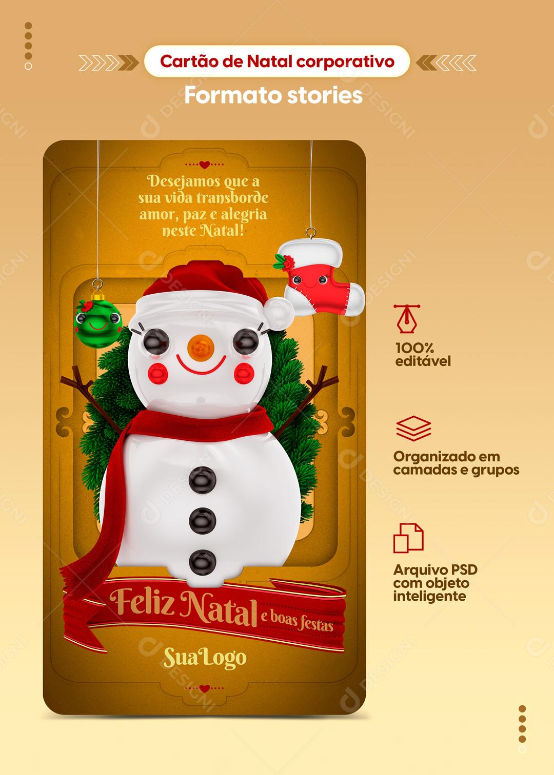 Cartão Corporativo De Natal Boas Festas Social media PSD Editável