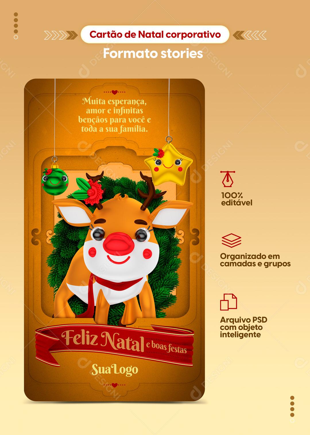 Cartão Corporativo De Natal Boas Festas Social media PSD Editável