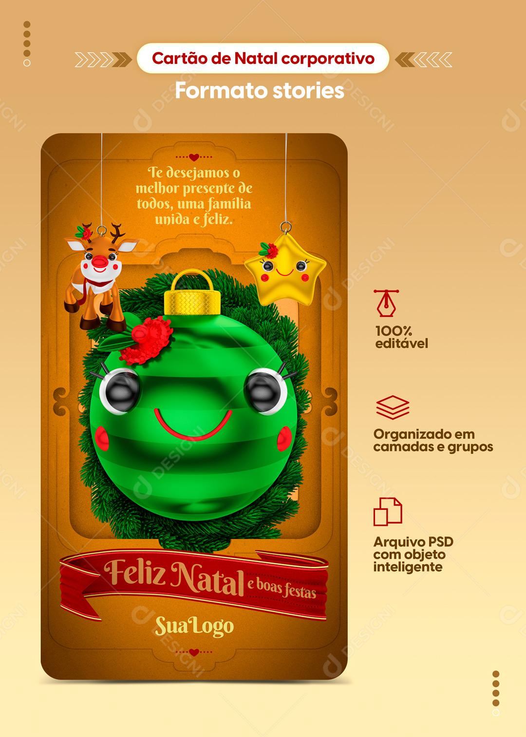 Cartão Corporativo De Natal Boas Festas Social media PSD Editável