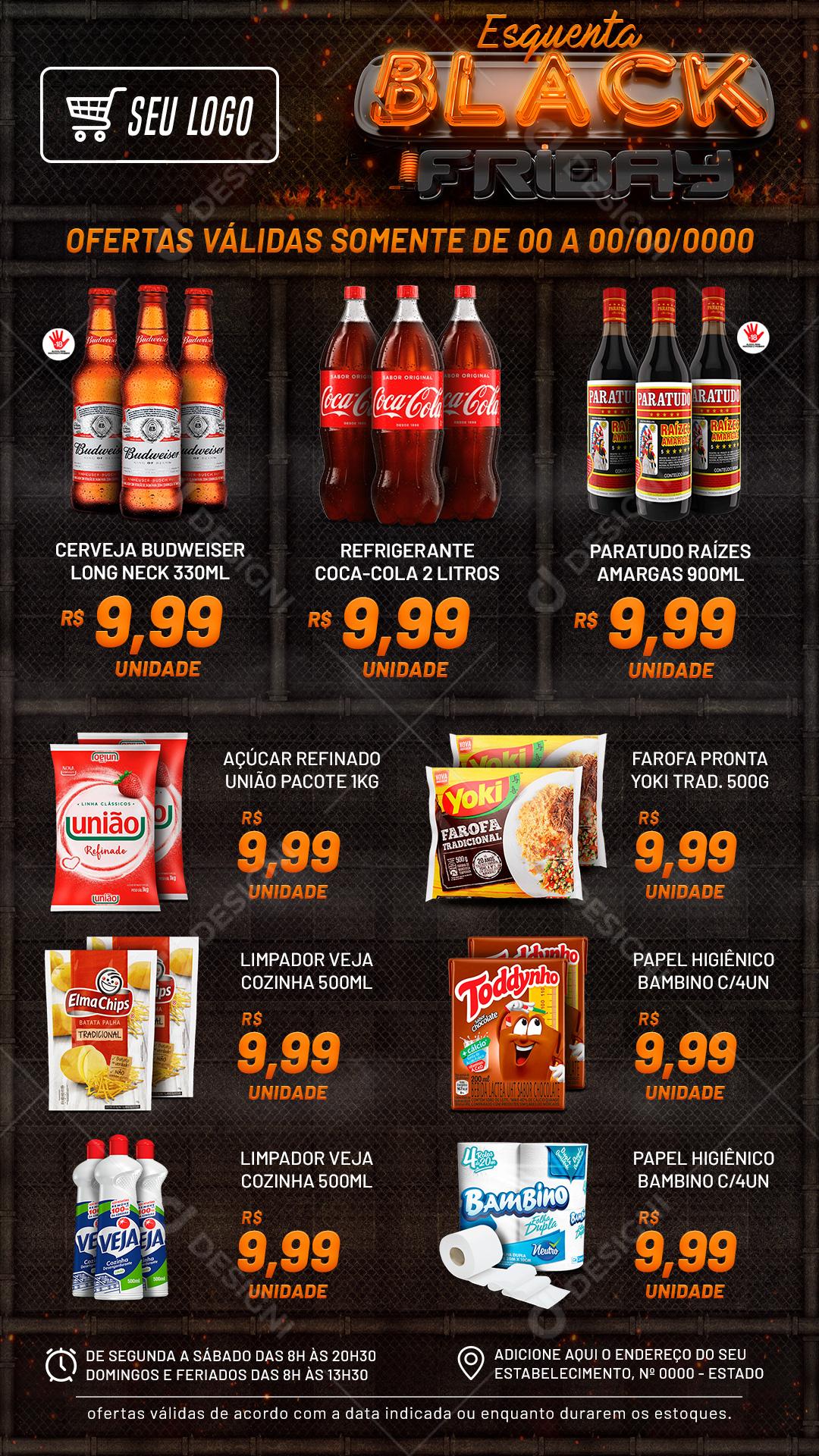 Encarte Esquenta Black Friday Cerveja Produtos Social Media PSD Editável
