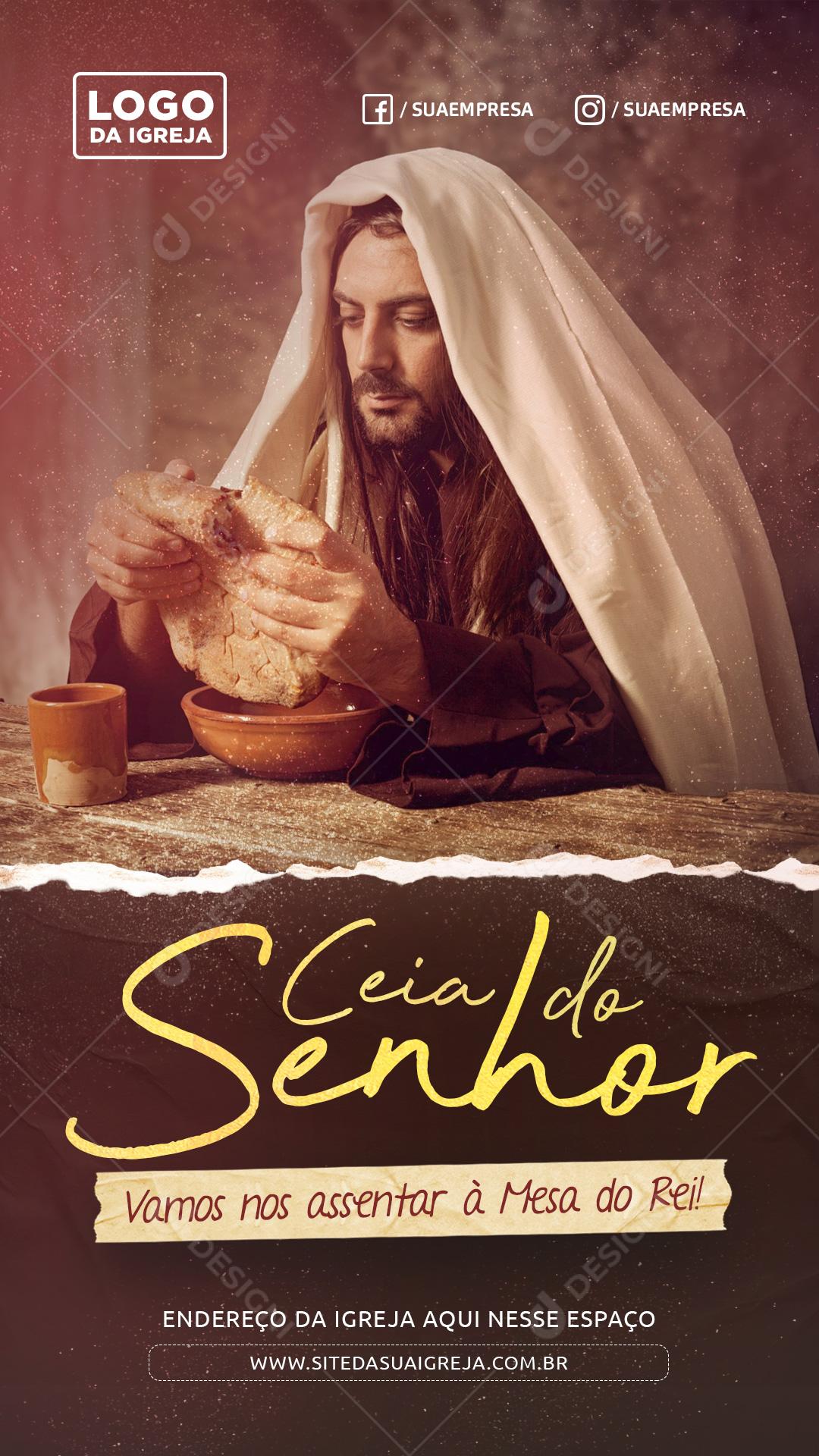 Ceia Do Senhor vamos Nos Assentar á Mesa Do Senhor Social Media PSD Editável