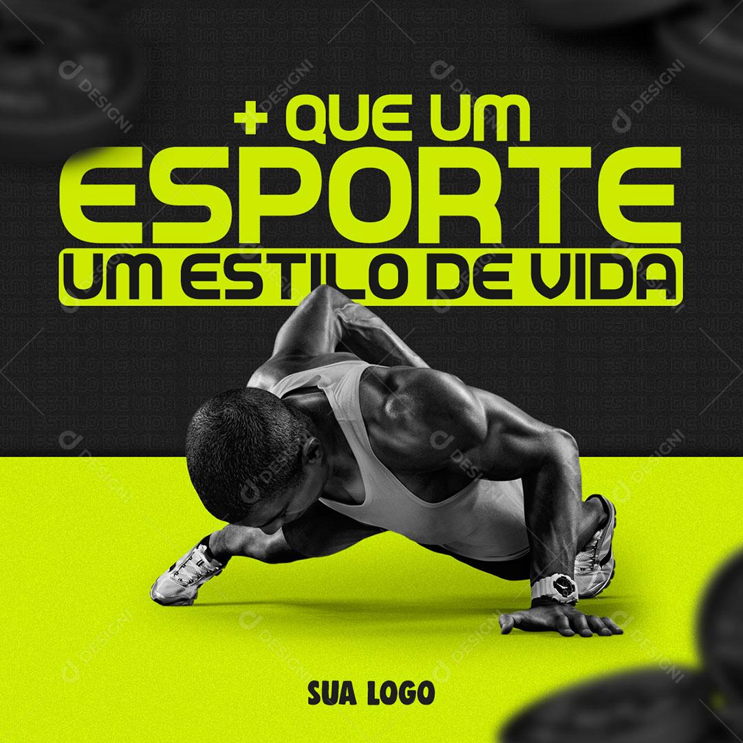 Social Media Academia + Que Um Esporte Um Estilo De Vida PSD Editável