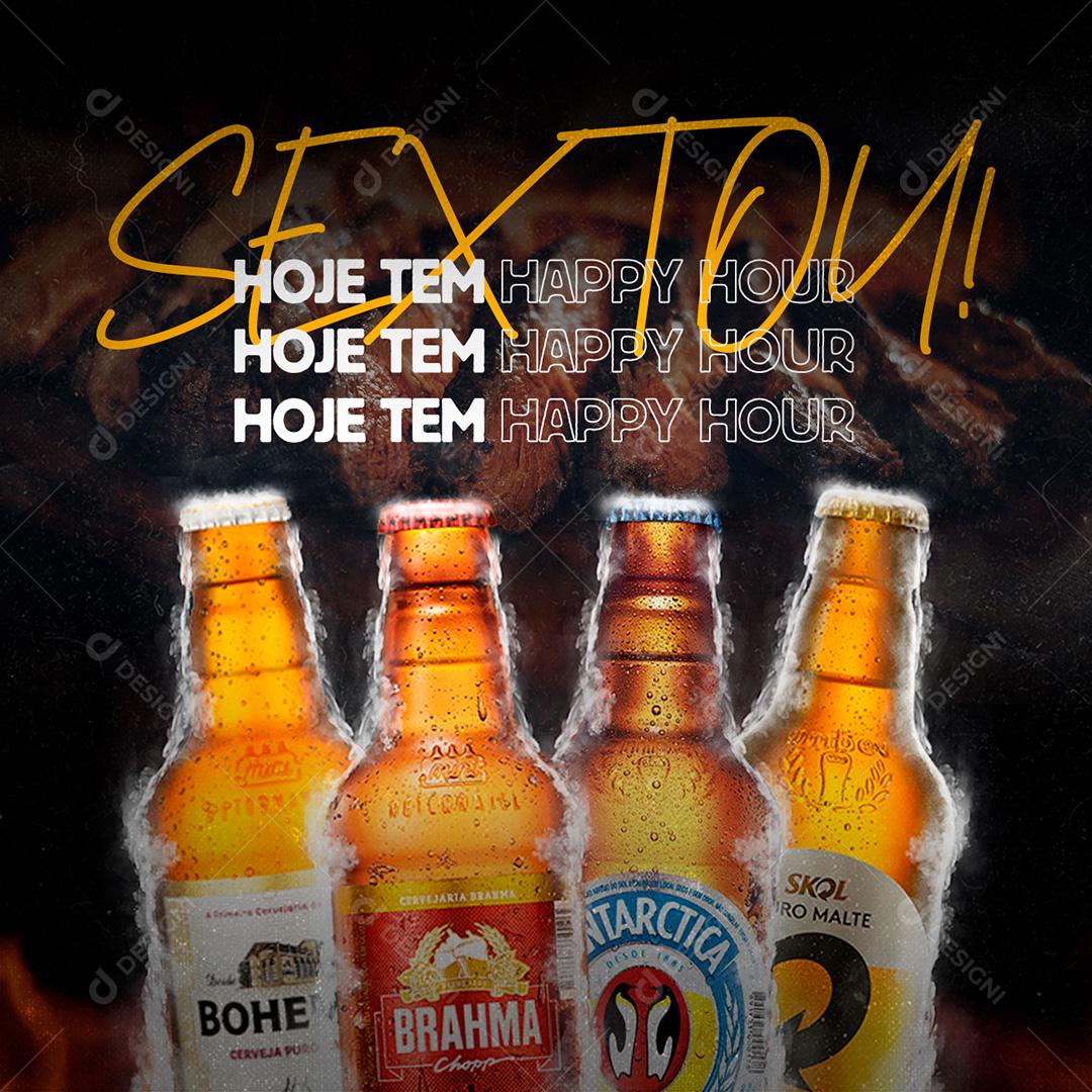 Post Churrascaria Sextou Com Cerveja Social Media PSD Editável