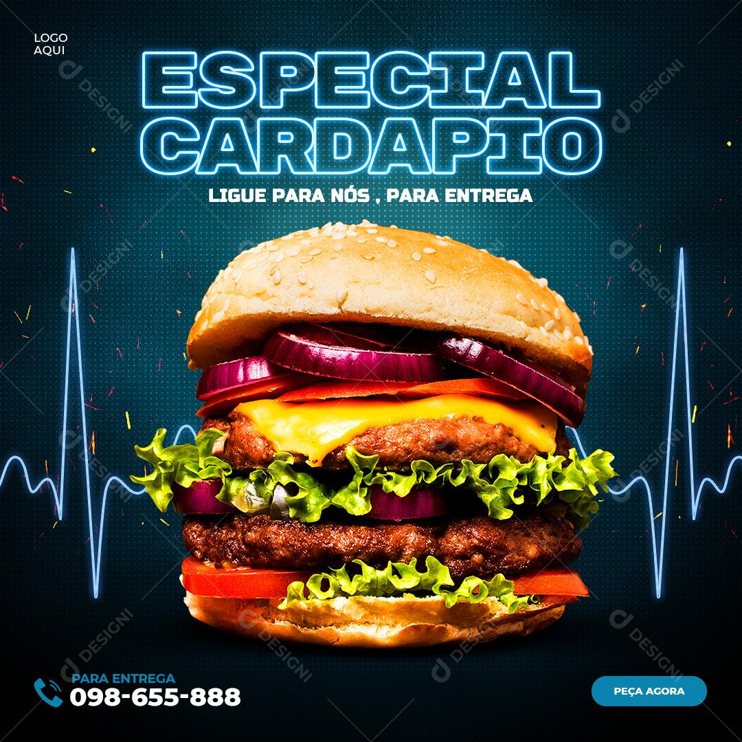 Social Media Hamburgueria Cardapio Especial Burger PSD Editável