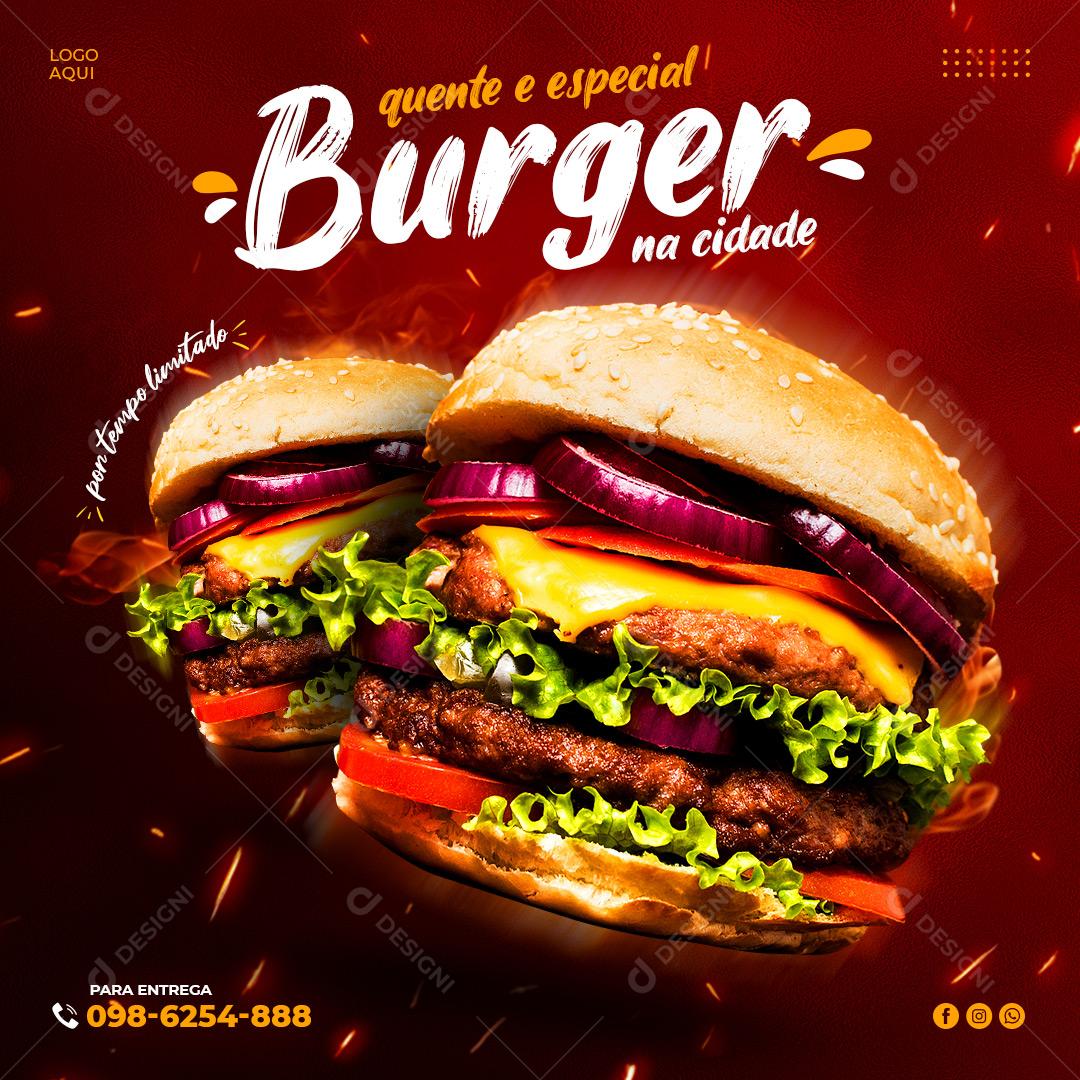 Social Media Hambúrguer Quente E Especial PSD Editável
