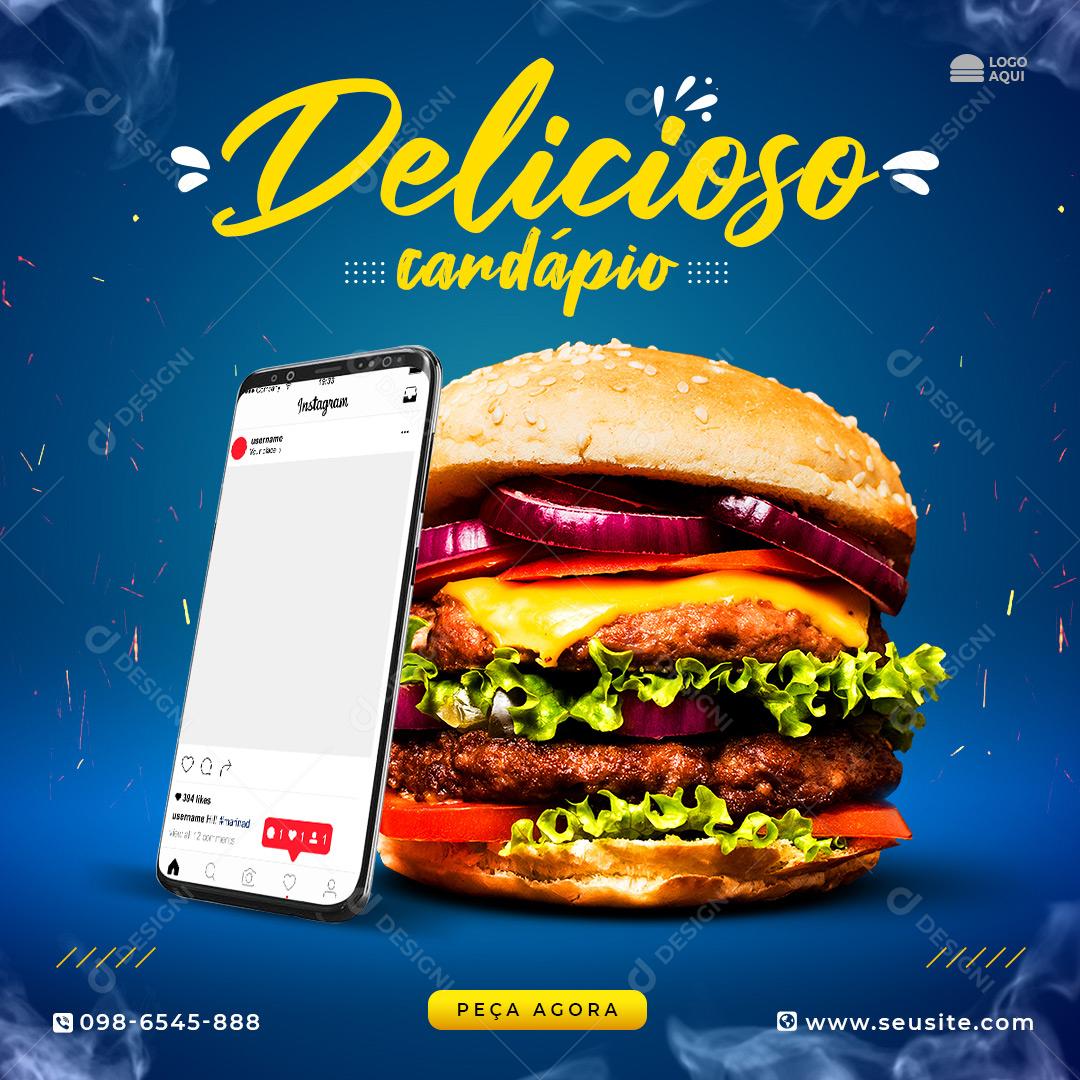 Hambúrguer Social Media Cardápio Delicioso PSD Editável