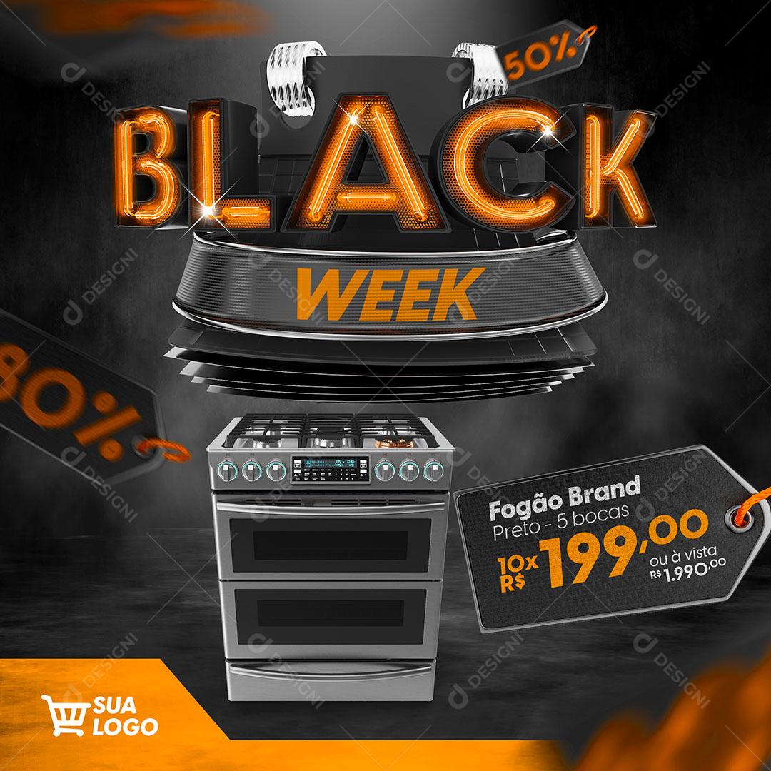 Social Media 50% Black Week Eletrodomésticos Produtos Lojas PSD Editável