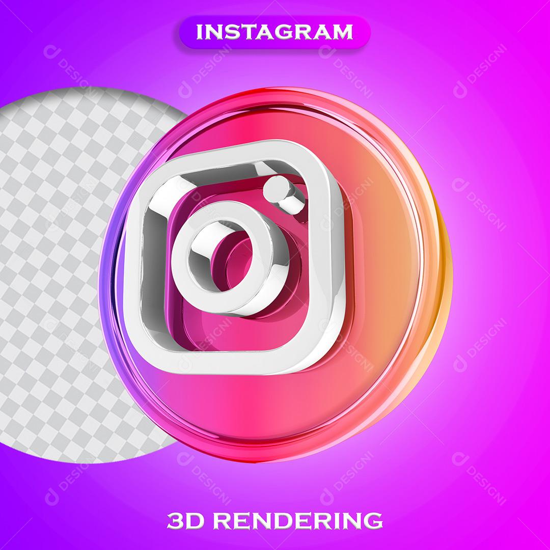 Ícone Instagram Elemento 3D Redes Sociais PSD Editável