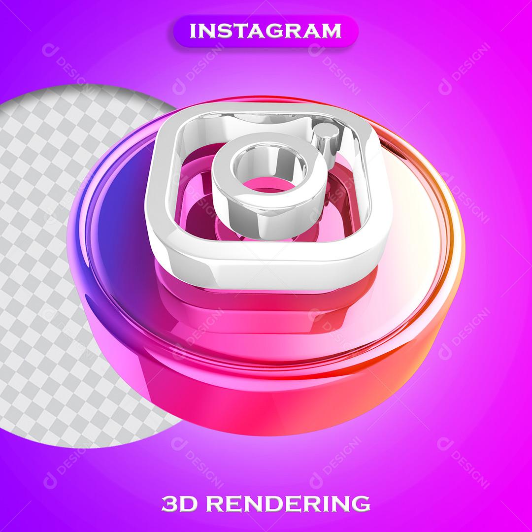 Ícone Instagram Elemento 3D Redes Sociais PSD Editável