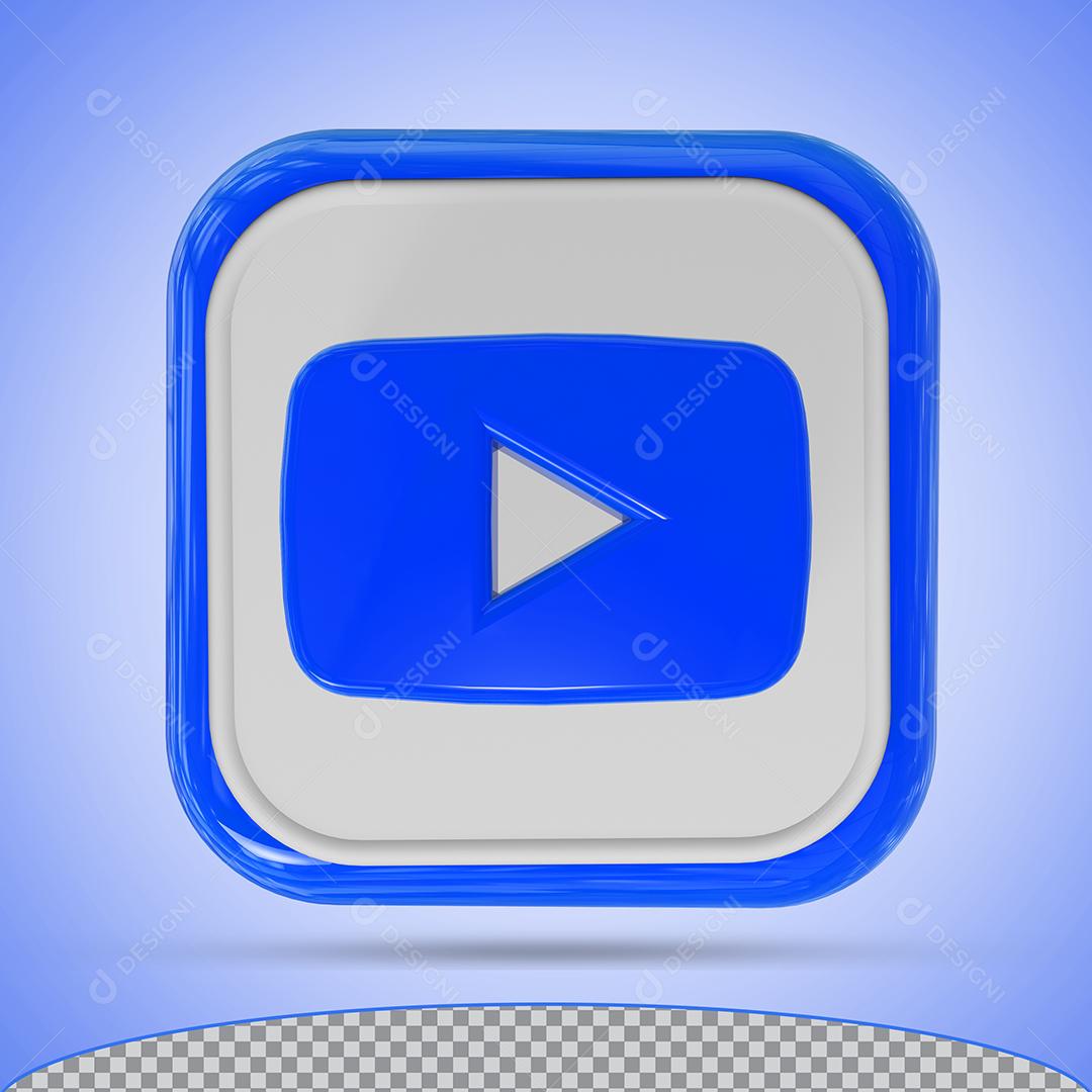 Youtube Logo Ícone Azul Elemento Para Composição PSD