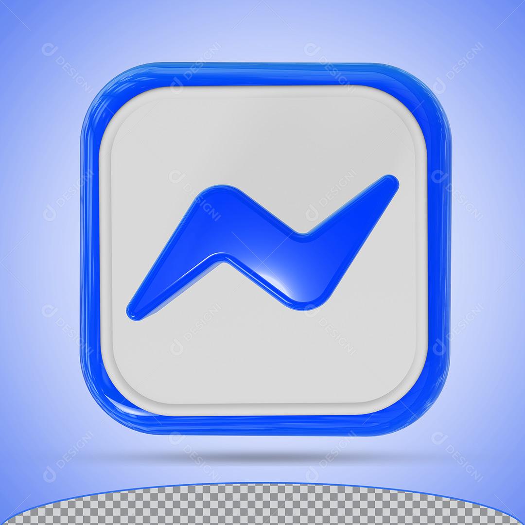 Ícone Messenger Azul Elemento 3D Para Composição Mensagem PSD