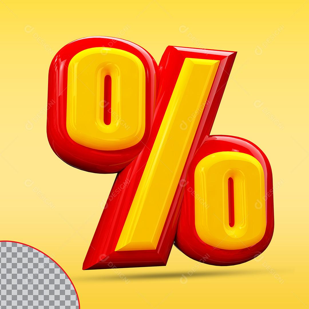 Ícone Porcentagem % Elemento Vermelho Amarelo Para Composição PSD