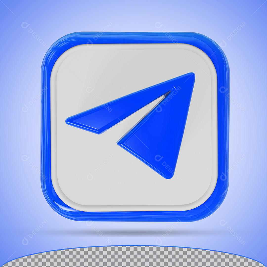 Ícone Telegram Azul Reels Rede Social Elemento Composição PSD