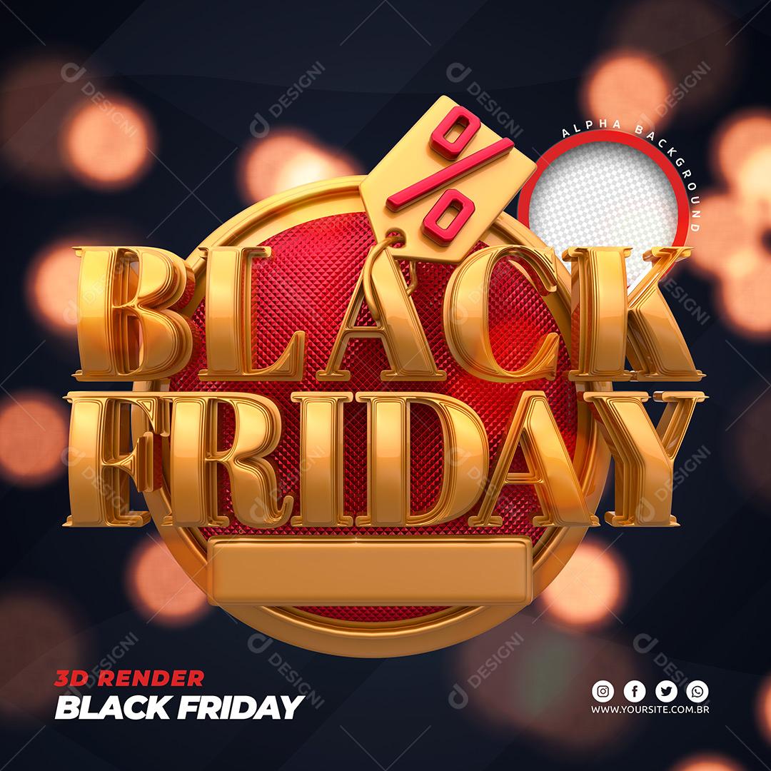 Black Friday Selo 3D Para Composição PSD Editável