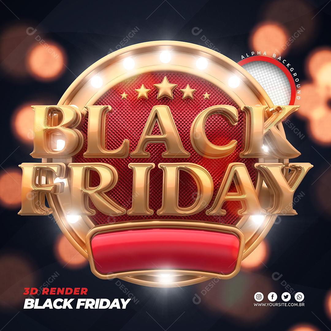Selos 3D Black Friday Para Composição PSD Editável