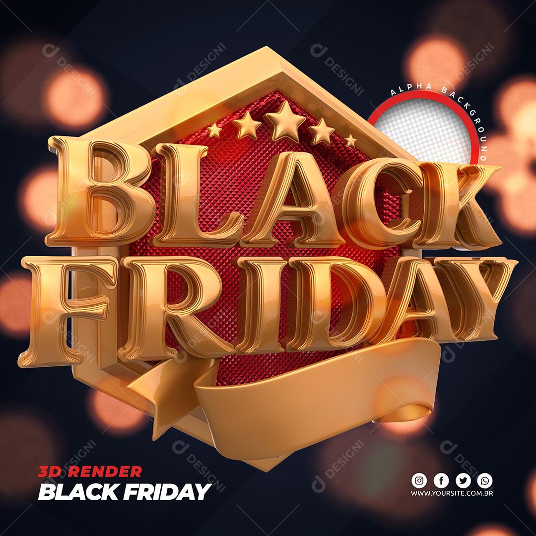 Selo 3D Black Friday Promoção  Para Composição PSD Editável