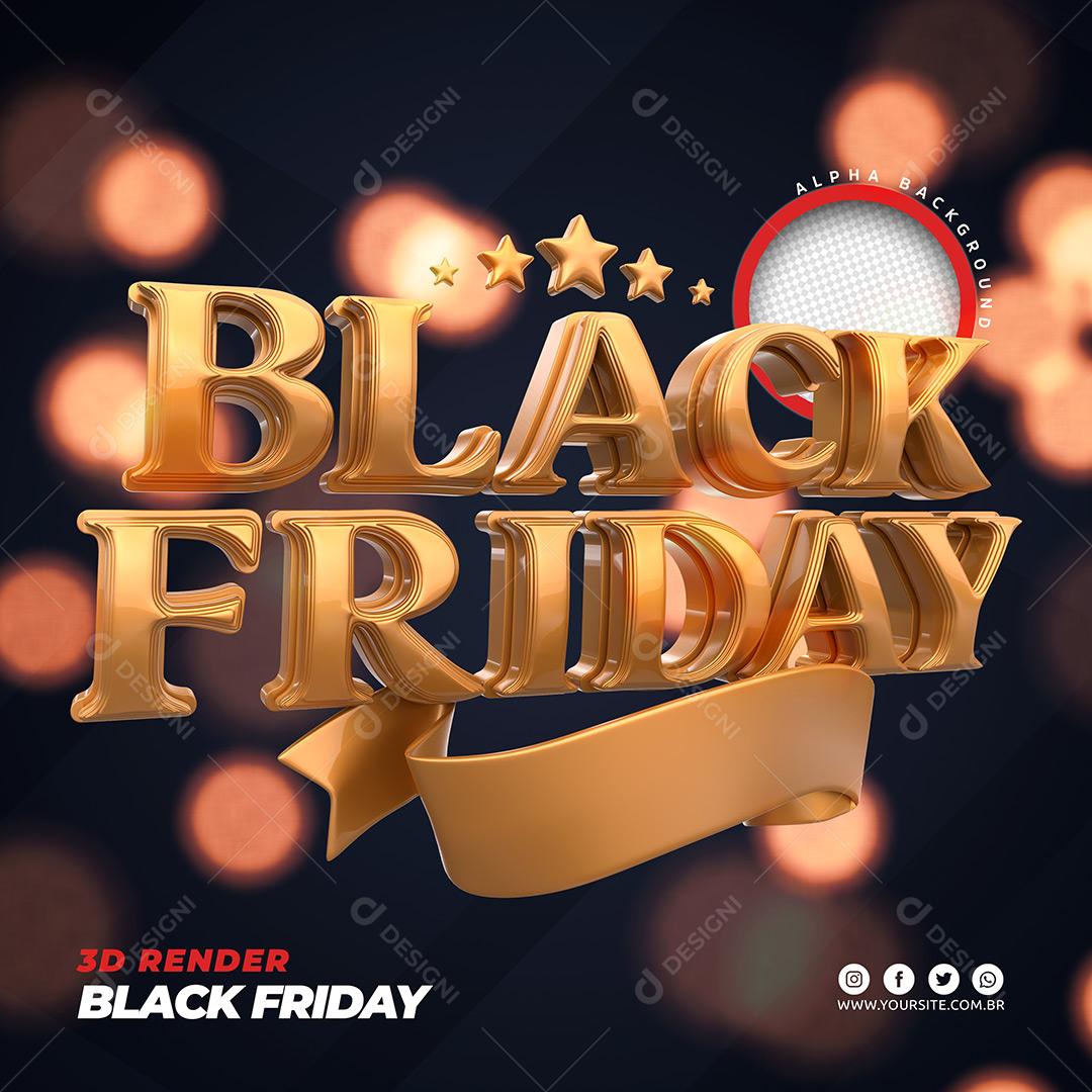 Selo 3D Black Friday Lojas Lojas  Para Composição PSD Editável