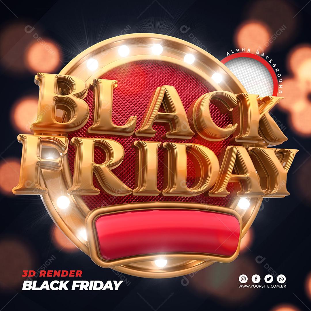 Selo 3D Black Friday Para Composição PSD Editável