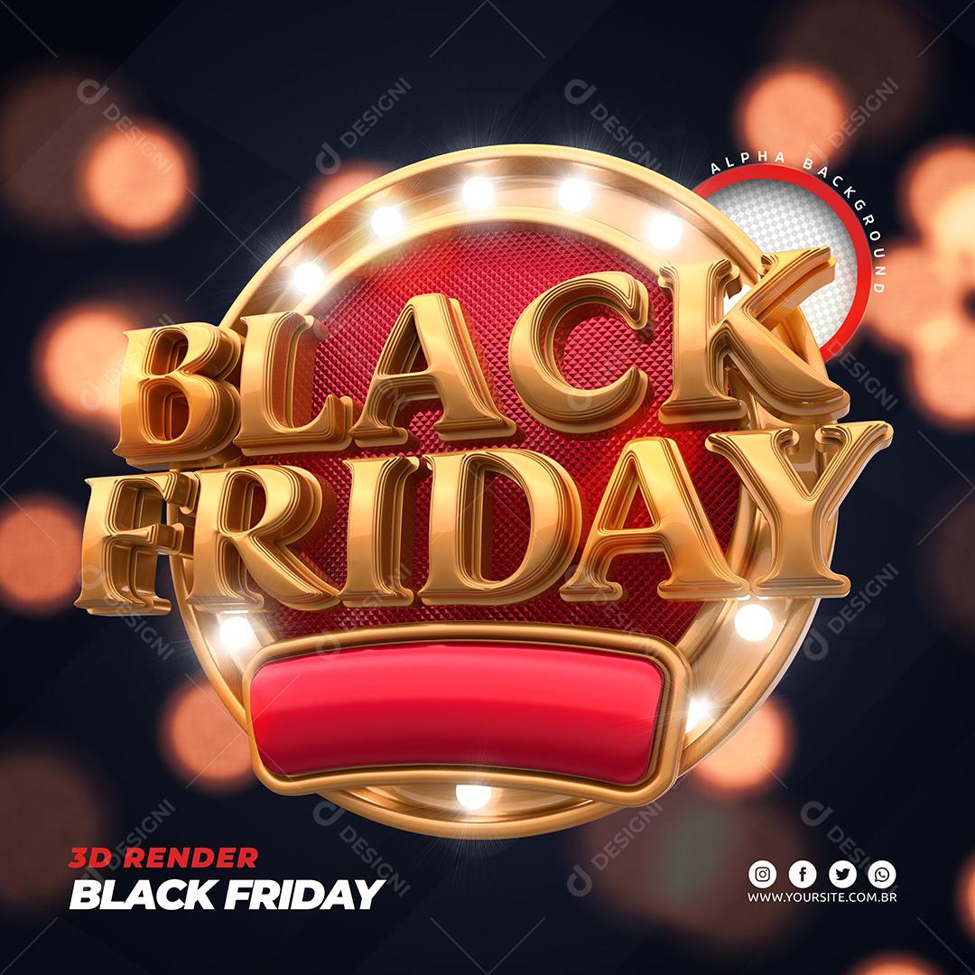 Selo 3D Black Friday Promoção Para Composição PSD Editável