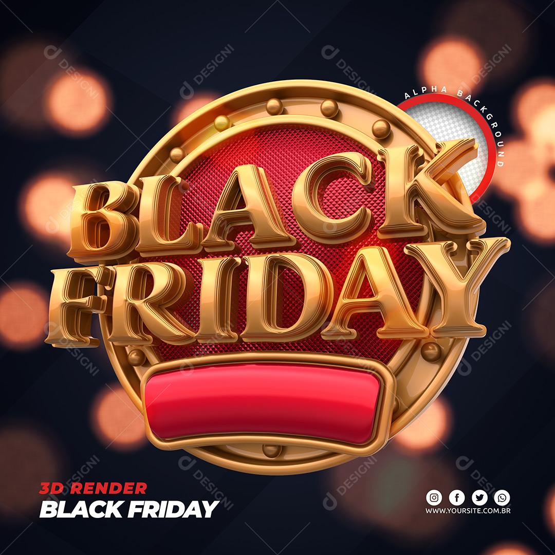 Selo 3D Black Friday Ofertas Para Composição PSD Editável