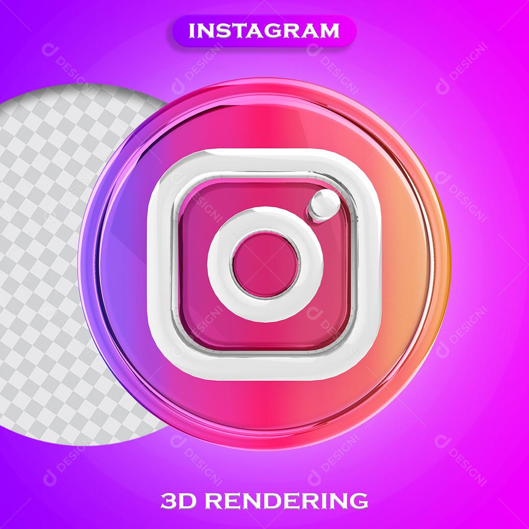 ícone Instagram Elemento 3D Para Composição Redes Socias PSD