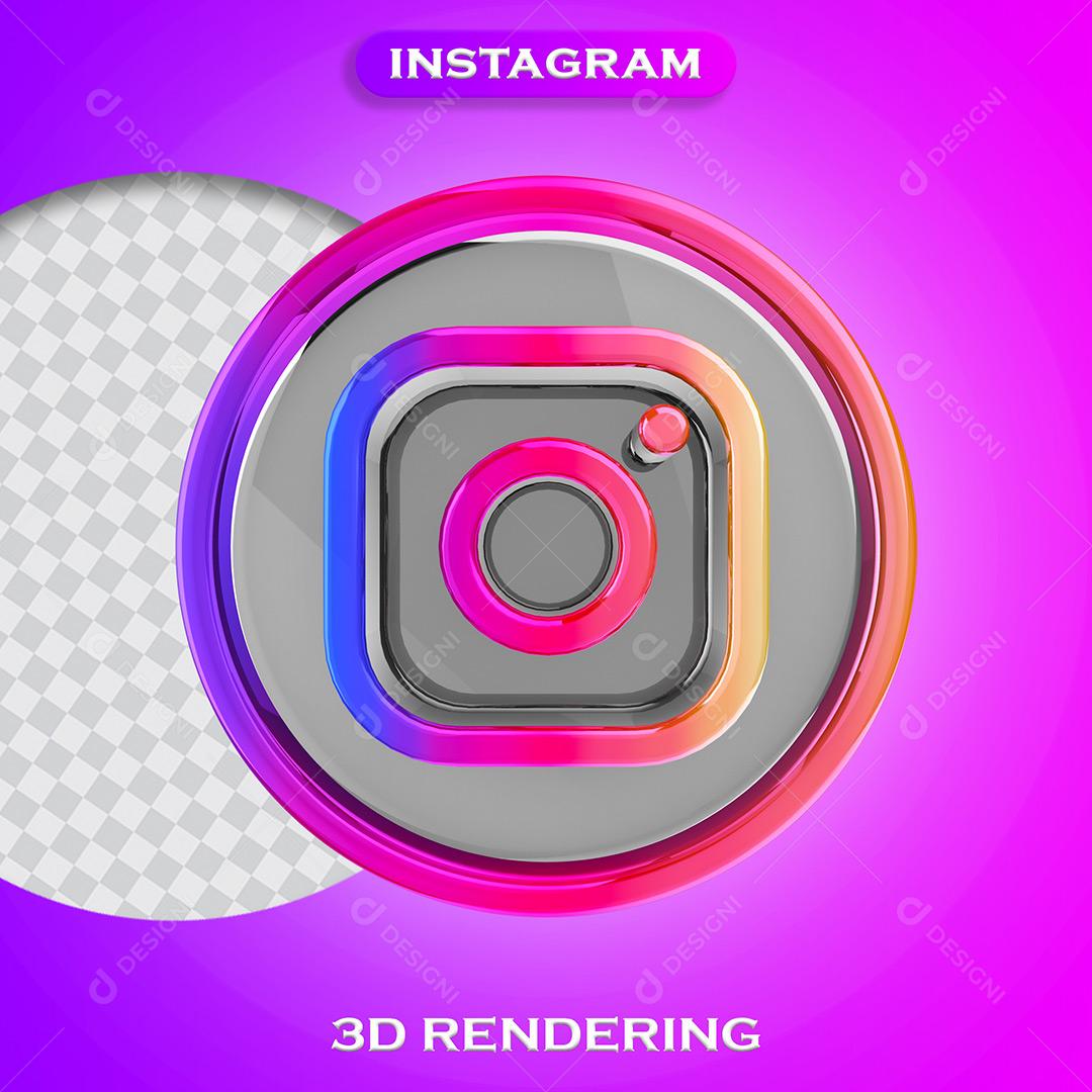 ícone Instagram Elemento 3D Composição Redes Socias PSD