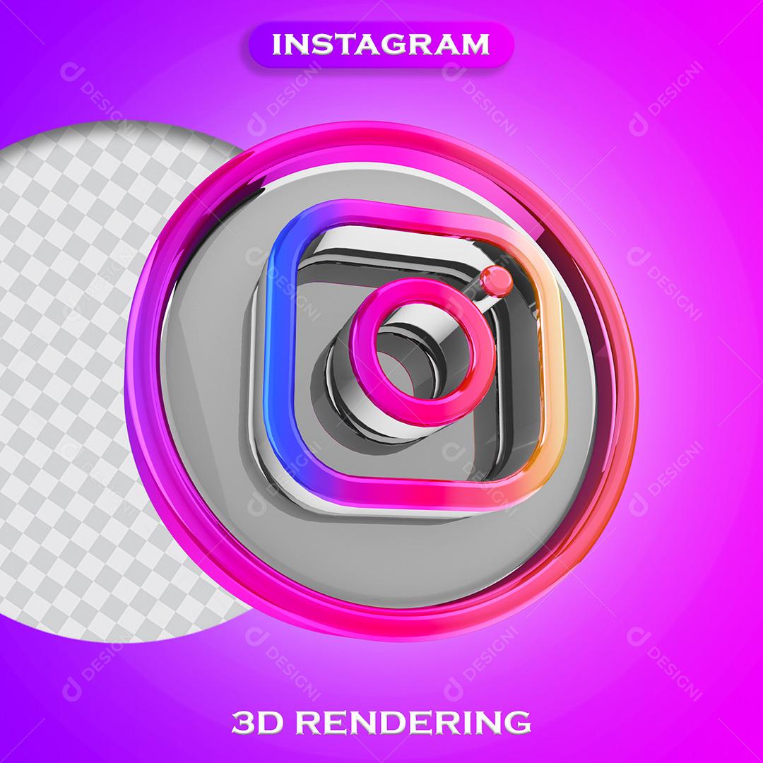 ícone Instagram Elemento 3D Selo Para Composição Redes Socias PSD