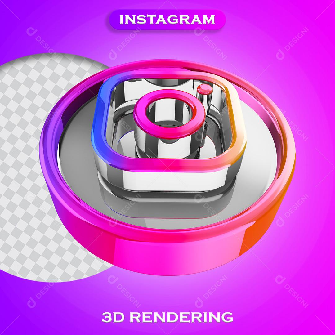 ícone Instagram Elemento 3D Para Composição Selos Redes Socias PSD