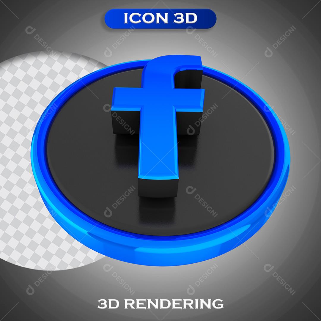 ícone Facebook Elemento 3D Azul Para Composição Redes Socias PSD