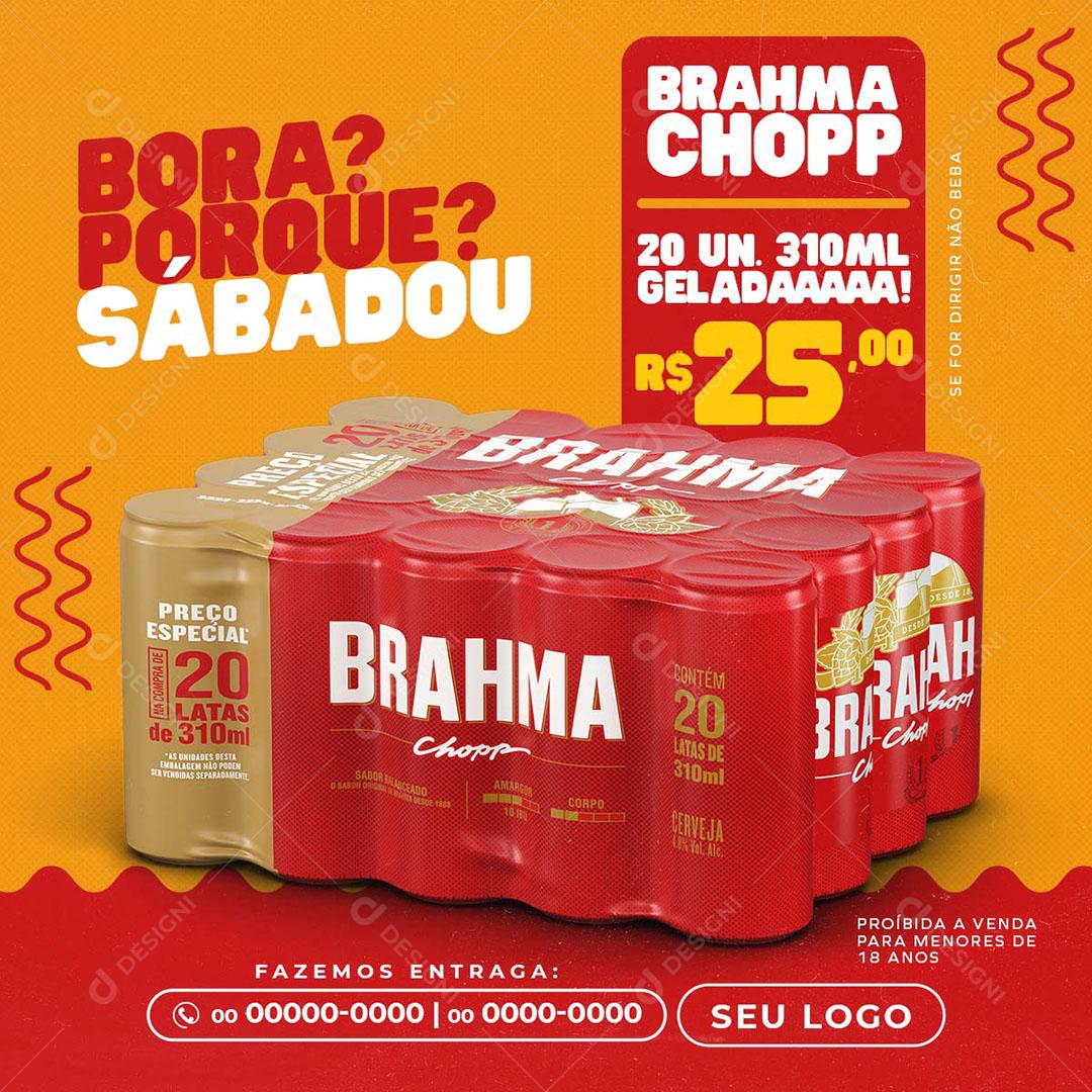 Post Feed Distribuidora Bora Porque Sábadou Pack Cerveja Social Media PSD Editável