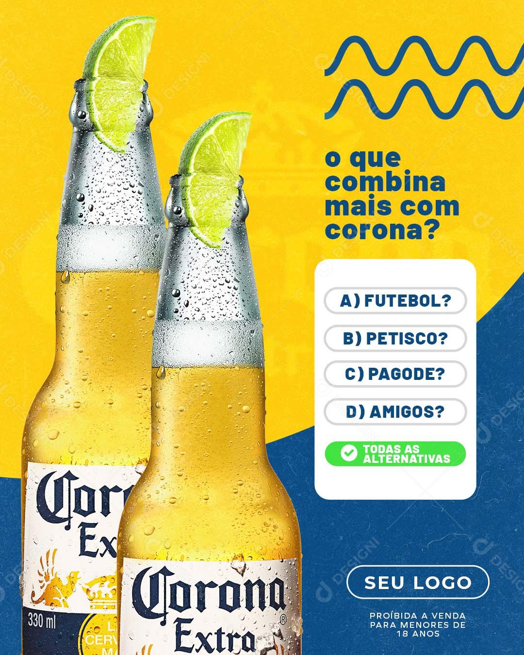 Social Media Cerveja O que Combina Mais Com Corona Bebida PSD Editável