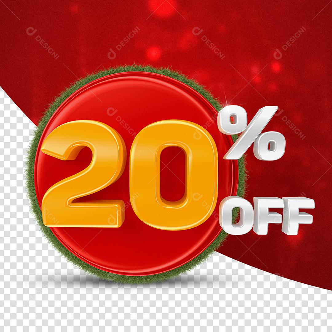 20% Off Elemento 3D Para Composição PSD