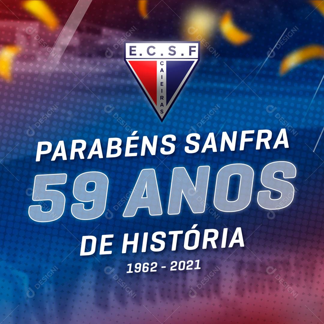 Social Media Parabéns Sanfro 59 Anos Futebol Time PSD Editável