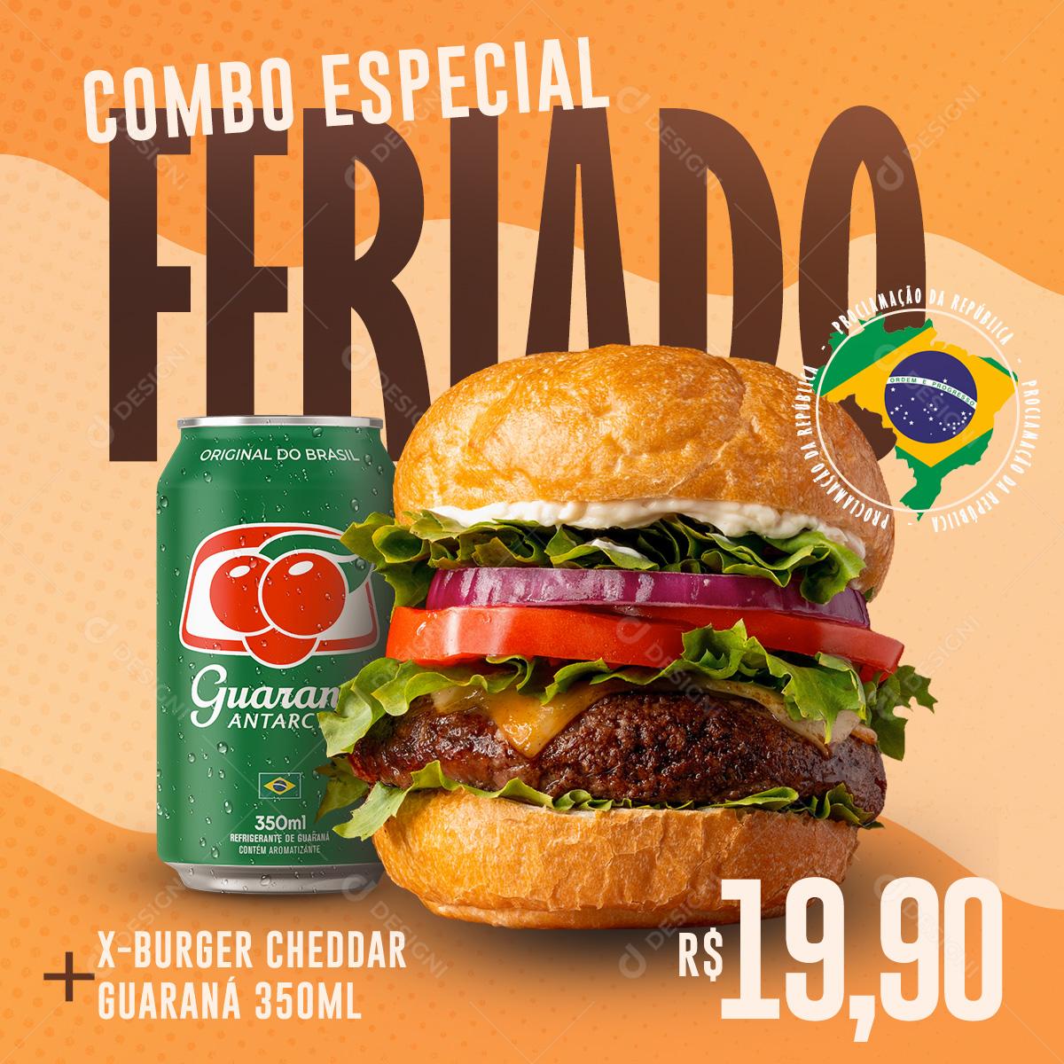 Social Media Feriado Proclamação da República Combo Burger PSD Editável