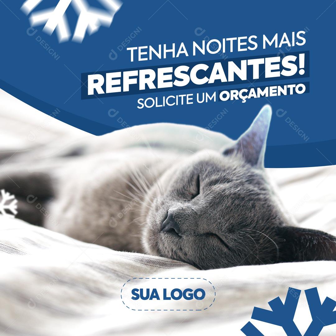 Tenha Noites Mais Refrescantes Com Ar Condicionado Social Media PSD Editável