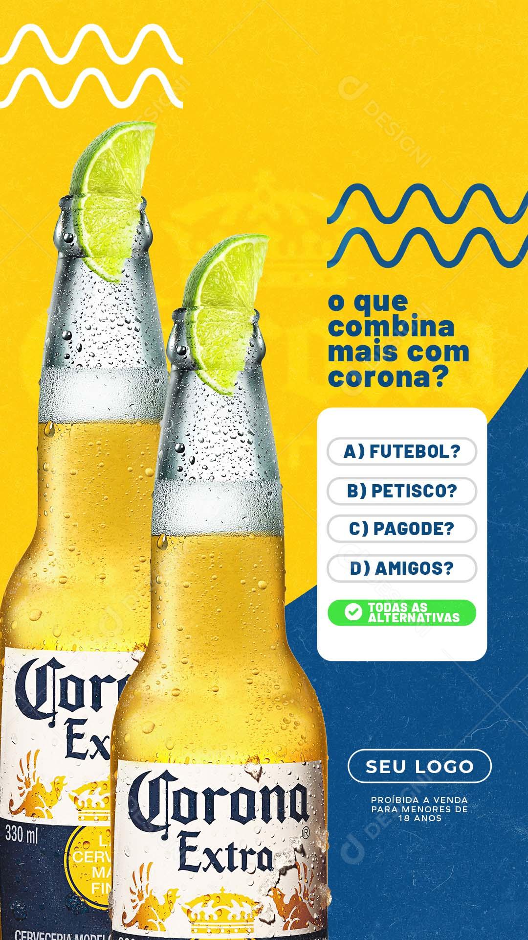 Social Media Distribuidora Cerveja Corona Extra PSD Editável