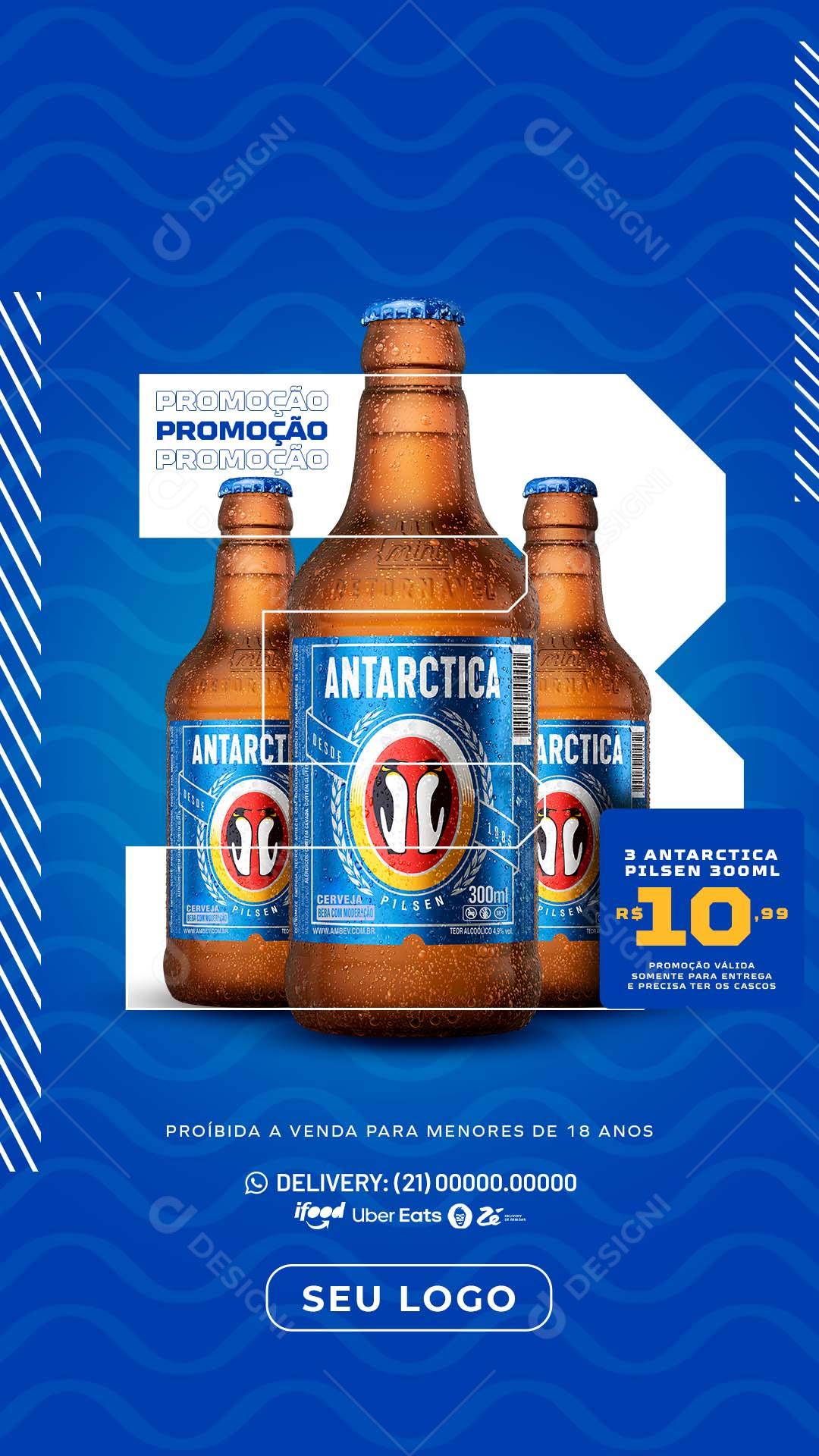 Post Story Distribuidora Promoção Cerveja Antarctica Social Media PSD Editável