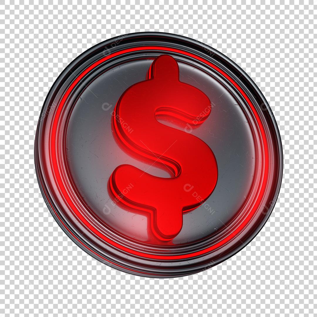 Elemento 3D Para Composição Moeda De Real Vermelha