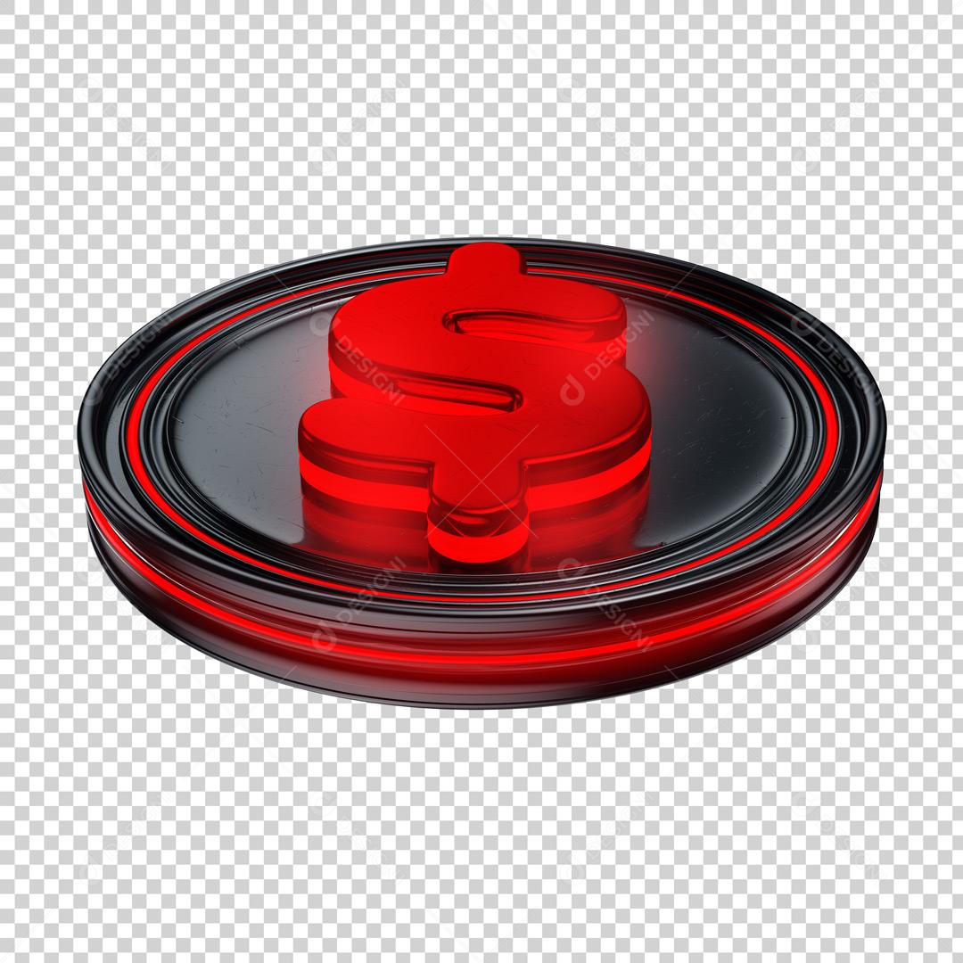 Elemento 3D Para Composição Moeda De Real Vermelha